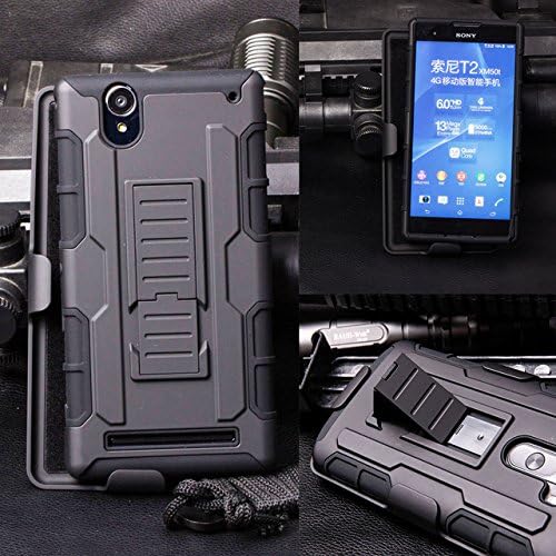 Sony Xperia T2 Ultra Shockproof Stand Cases, FRKJ® Rugged Impact Belt Clip Holster Cover For Sony Xperia T2 Ultra D5303 D5306 Kickstand Phone Case