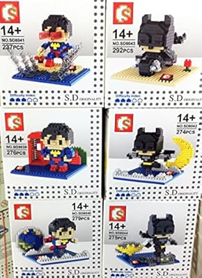 Batman V Superman Dawn Of Justice Movie 2016 Figure Nanoblocks 6 Set Party Supplies DIY 1633 pcs Gift with Original Box