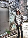 3-D Skeleton Leather Black Jacket (White on Black)