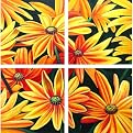 Daisy Storm Original Hand-Painted Oil on Canvas 4-pc. Set