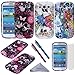 S3 Case, Wisdompro® 3 Pack Bundle of Color and Graphic Soft TPU Gel Protective Case Covers for Samsung Galaxy S III / S3 (Flower Butterfly Pattern)