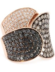KC Designs "Tres Chic" 14k Rose Gold with White, Champagne and White Diamond with Black Rhodium Finishing Ring, Size 7