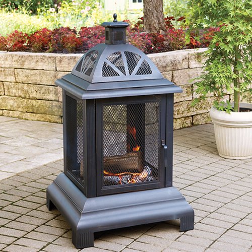 Uniflame Black Outdoor Firehouse, 46-1/2-Inch Tall Uniflame Black Outdoor Firehouse, 46-1/2-Inch Tall