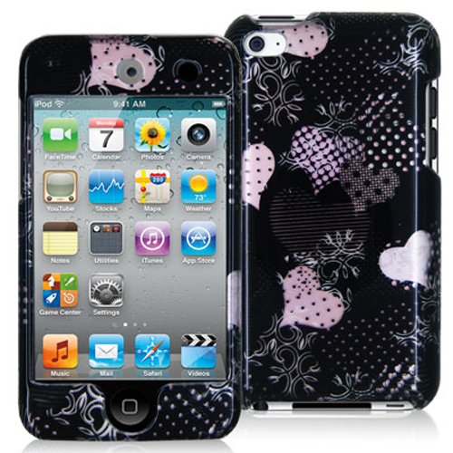 iPOD TOUCH 4 / 4G / 4TH LOVE DESERT PINK HEARTS ON BLACK CASE iPOD TOUCH 4 / 4G / 4TH LOVE DESERT PINK HEARTS ON BLACK CASE