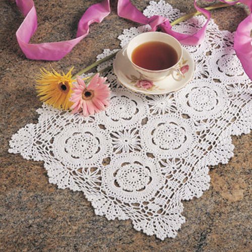 Handmade Crochet Lace Traycloths And Placemats. 100% Cotton Crochet. Ecru, 14 Inch X20 Inch Oblong. Four pieces .