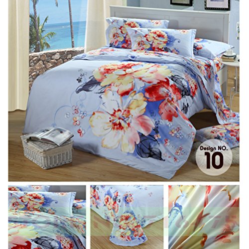 Home Textiles 3D Osaka Flower Bed Set Bedding Sets King size Reactive Printing Bedclothes Duvet Cover 3D Flat Sheet Bedspread 1000TC HT 011 No 010 Free UPS Shipping