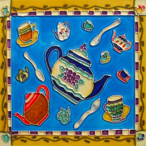 Teapots Tea Pots Ceramic Decorative Wall Art Tile 8x8