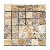 IMAGE OF Philadelphia 2 X 2 Tumbled Travertine Mosaic Tile - 6 X 6 Sample