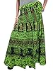 Boho Wrap Around Skirt Green Printed Cotton Maxi Long Skirt for Womans