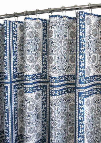 Park B. Smith Medallion Tiles Watershed Shower Curtain, Ocean Blue/White