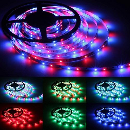 Trustek®16.4ft 5m SMD 5050 Waterproof Flexible Strip 300leds RGB Color Changing +Led Indicator+ 44key Remote+12v Power Supply (RGB, Waterproof)