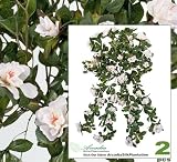 TWO 30" Artificial Azalea Hanging Flower Bushes _white, with No Pot,