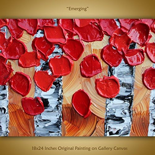 Original Contemporary Birch tree Painting on 18x24 Inches Canvas