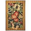 Safavieh Garden Flowers Wool Hook Rug Collection - Black