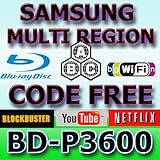 New SAMSUNG BD-P3600 Multi Region Code Free DVD 123456 PAL/NTSC Blu Ray Zone A+B+C Player 100~240V 5