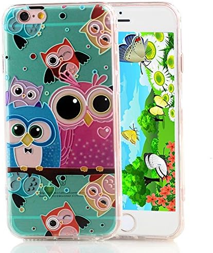 [ 3D Stereo Relief Texture Pattern ] Luxury Floral Painted painting Hard Plastic transparent Case cover for iphone 6 6s plus 4.7 5.5 inch Full Protection TPU Silicon cases covers (Owl family plus)