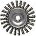 Weiler Dualife 1/2"-3/8" Arbor, 0.020" Wire Size, 4" Diameter, 1/4" Face Width, Steel Bristles Cable Twist Knot Wire Wheel Brush