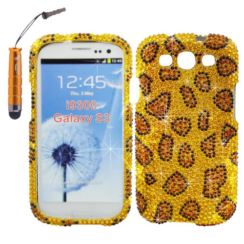 Gold/Black Leopard Diamond Rhinestone Bling Snap-On