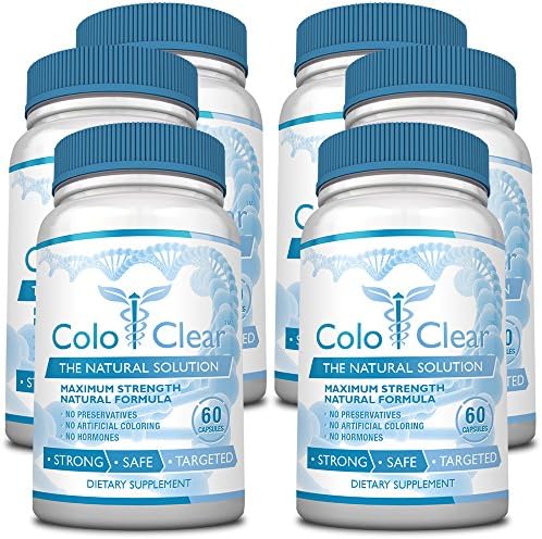 ColoClear - The #1 Choice for Colon Cleansing - Fast Colon Cleanse & Detox - Helps Weight Loss & Boost Energy - 19 Tested Ingredients GMP Certified Lab - 100% Money Back - 6 Bottles (360 Capsules)