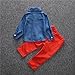 FEITONG 1Set Kids Toddler Boys Handsome Denim T-shirt+Denim Trousers (4 Years, Blue)