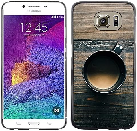Eason Shop / Hard Slim Snap-On Case Cover Shell - Coffee Cup On Wooden Table - For Samsung Galaxy S6