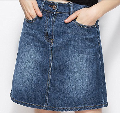 (ALLURE) 台形スカート デニム ミニ スカート 無地 シンプル Aライン ブルー ライトブルー AF0510