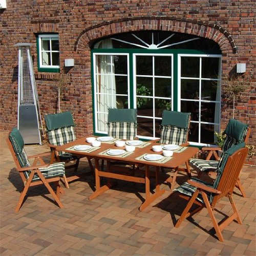 Gartengarnitur Alegranza Holz 6 Hochlehner + 1 Tisch