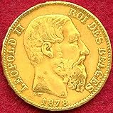 アンティークコイン ベルギー レオポルド2世 20フラン金貨 1878年