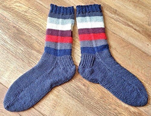 Hand Knit Virgin Wool Unisex Mens/Women's Custom Size Stripy Socks 8 colours