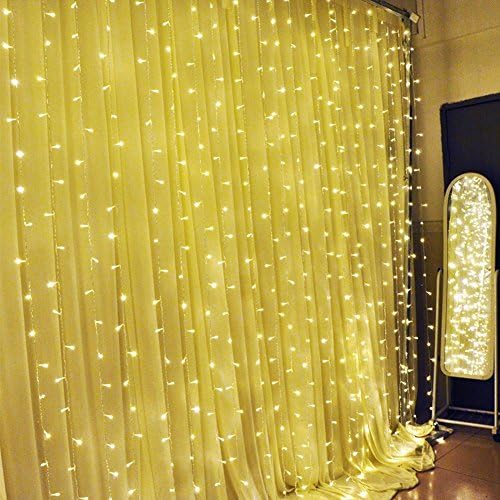 Waterproof 6m*3m 600 LED Icicle Light String Fairy Curtain Wedding Garlands Strip Lights Outdoor Home Party Christmas Xmas Decoration (Warm White)