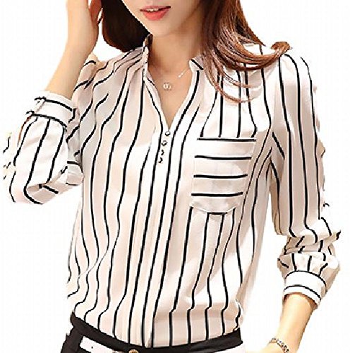 長袖 ブラウス レディース おしゃれ パフ スリーブ オフィス & ビジネス 襟 なし カジュアル きれいめ とろみ シャツ