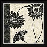 Influence I by Daphne Brissonnet Black and White Contemporary Floral Wall Art Print Framed Décor