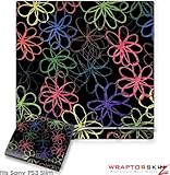 Sony PS3 Slim Skin - Kearas Flowers on Black