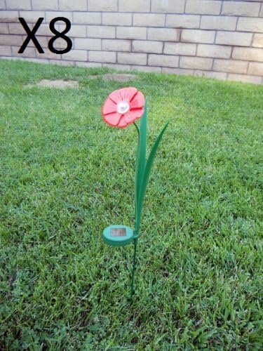 Set of 8 Beautiful Garden Decorative Ballerina Red Paddle Trumpet Flower Solar Light