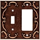 Brainerd 64248 French Lace Single Toggle Switch/Decorator Wall Plate / Switch Plate / Cover, Sponged Copper