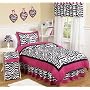 Hot Pink, Black & White Funky Zebra Full / Queen Girls Teen Childrens 3 pc Bedding Set by JoJo Designs