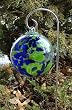 Cobalt and Lime Hand-blown Glass Sun Catcher Gazing Globe with Shepherds Hook (6 inch)