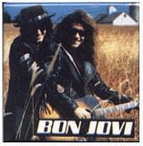 Bon Jovi - Jon And Richie Sambora (Group Shot) - 1 1/4" Square Button / Pin - AUTHENTIC EARLY 1990s - DISCONTINUED &amp; LIMITED QUANTITY!