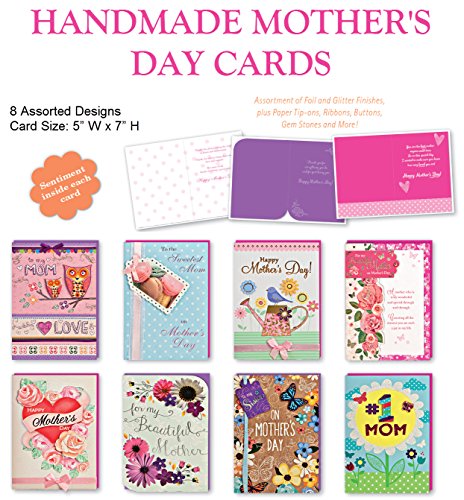 “Happy Mother Day” Handmade Beautifully Embellished Amazing Mothers Day Cards Assortment of 8 Designed Cards Boxed “Happy Mother Day” Handmade Beautifully Embellished Amazing Mothers Day Cards Assortment of 8 Designed Cards Boxed