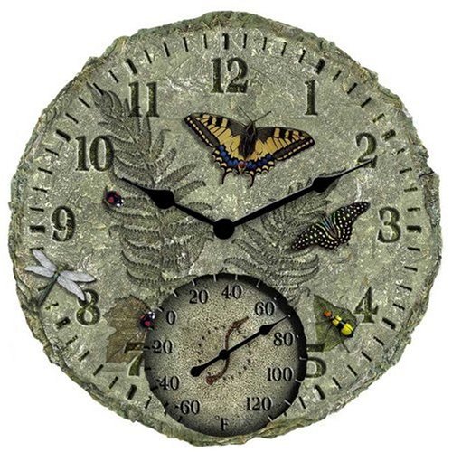 StoneWorks 14' Nature's Workers Clock Thermometer Combo - 91446