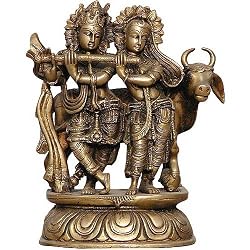 Krishna and Radha Brass Statue Love Gifts Figurines