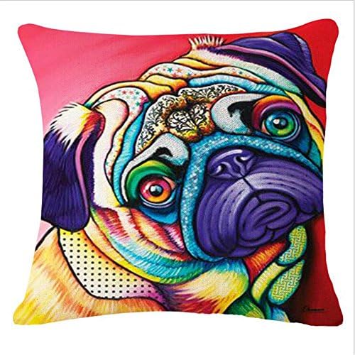 FairyPark French Bulldog Pug Dog Cushion Bull Terrier Cavalier King Charles Spaniel Pillow Cushion Cotton Linen Car Euro Pillow Decorative Perfect Pillow Cover