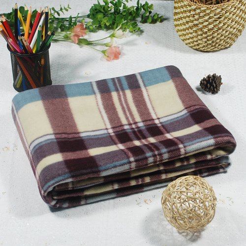 [Purple/Grey Stripes] Super Cozy Coral Fleece Throw Blanket (59 by 71 inches)