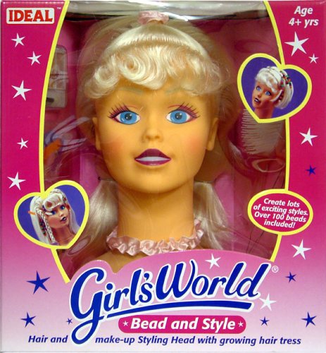 Childrens Toyshop  Third Party New : Girl's World Styling Head - Bead and Style