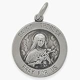 Sterling Silver Saint Teresa 18.5mm Religious Medal Medallion