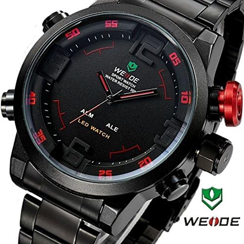 Brand Weide Men's Military Dive Swimming Watch Dual Time Led Digital Analog Quartz Wrist Sports Watch Chronograph 1104