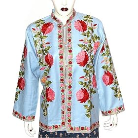 Wool Jacket - Ladies Outerwear Vests Hand Embroidery Evening Dress Handmade in Kashmir... by ShalinCraft