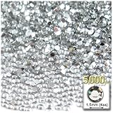 The Crafts Outlet 5000-Piece Flat Back Loose Acrylic Tiny Round Rhinestones for Nails, 1.5mm, Crystal Clear