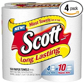 Scott Paper Towels, Long Lasting Rolls 4-Pack (Pack of 4)