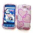 LG Optimus S LS670 (Sprint) Snap-on Protector Hard Case Rhinestone Cover "Pink Love" Design